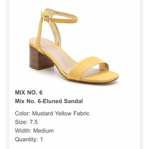 Mix No. 6 Heeled Sandals Mustard Yellow NWT